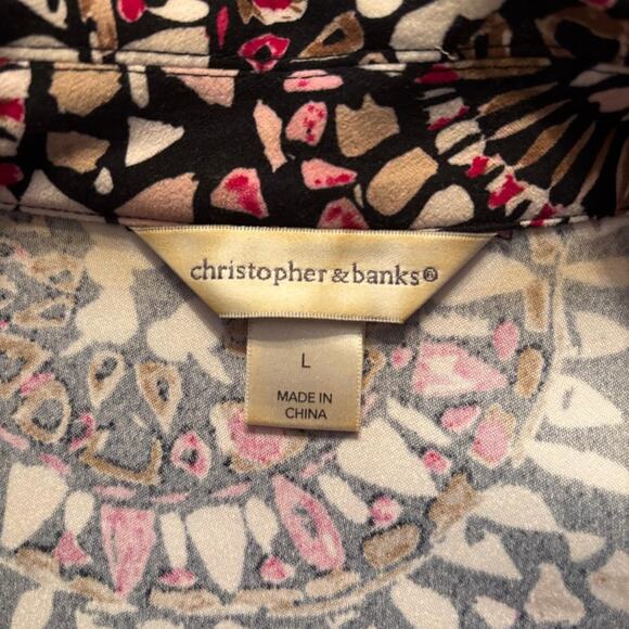 Christopher & Banks Women's Full Zip Jacket Size L Pockets Geometric Boho - Picture 4 of 10